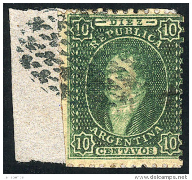 GJ.23, 10c. Almost Clear Impression, On Small Fragment With Mute "fleur De Lis" Cancel Of GUALEGUAYCHÚ, VF! - Used Stamps