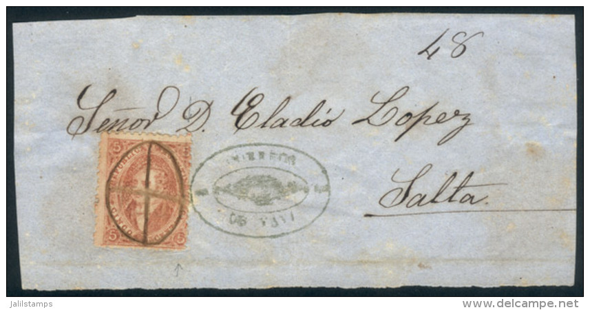 GJ.20j, 3rd Printing Mulatto, Franking A Front Of Folded Cover To Salta, With Rare Pen Cancel Alongside "rococo"... - Used Stamps