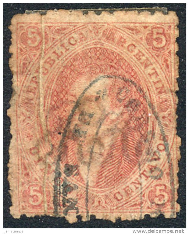 GJ.20, 3rd Printing With VARIETY: Paper Fold, Double Ellipse SAN LUIS Cancel In Blue, Superb! - Usados