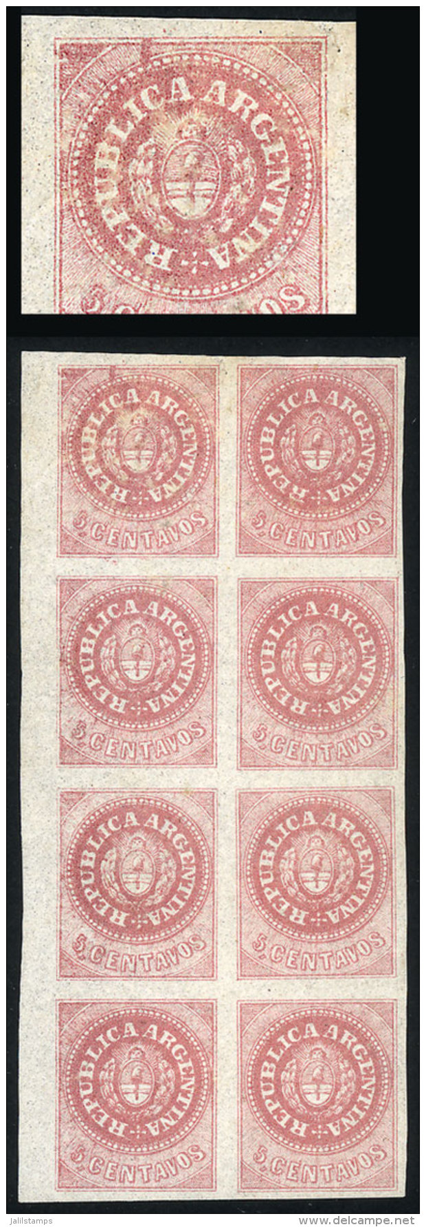 GJ.10, Beautiful Block Of 8, Mint No Gum, One Stamp With Minor Defect (and Also Interesting Printing Variety), The... - Ungebraucht