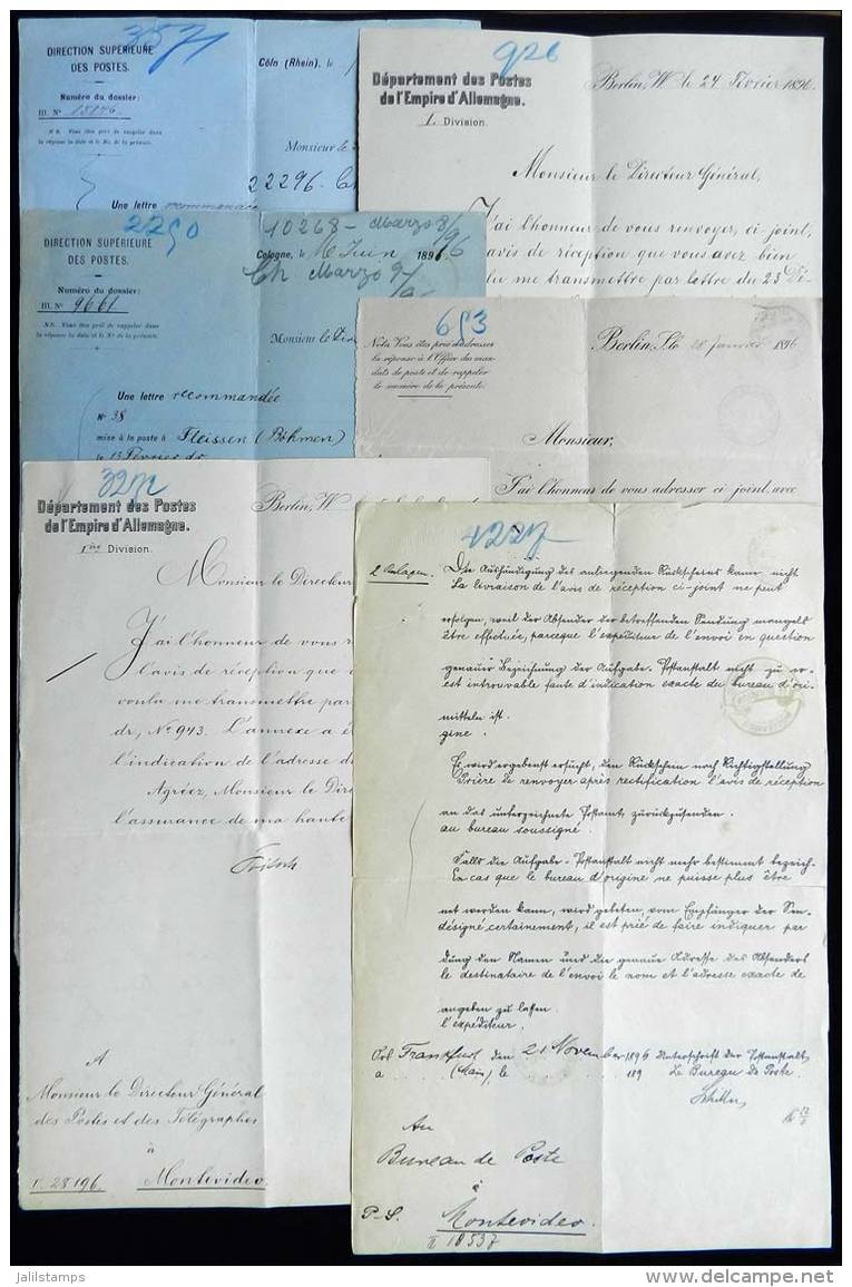 6 Communications Of The German Mail Sent In 1896 To The Uruguayan Mail, Very Interesting, Rare Lot! - Autres & Non Classés