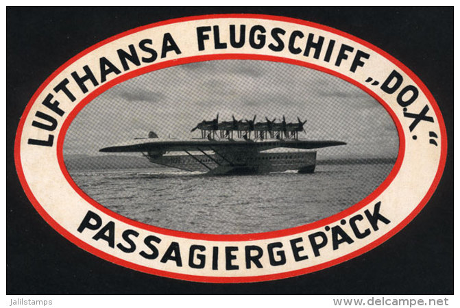 Circa 1934: Original Luggage Label Of The Seaplane DO.X Of Deutsche Lufthansa, VF And Very Nice! - Andere & Zonder Classificatie