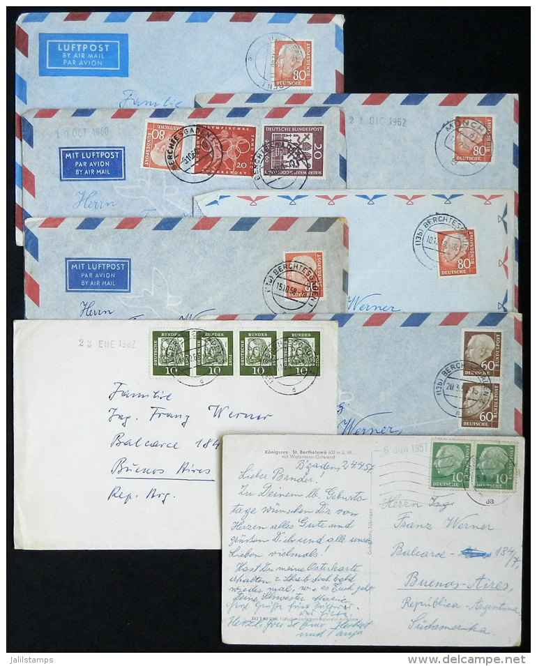 17 Covers Sent To Argentina In The 1950s (mostly), With Nice And Interesting Postages, Michel Catalog Value Euros... - Sonstige & Ohne Zuordnung