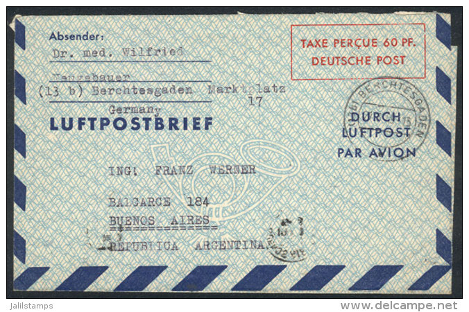 Aerogram Of 60Pf. Sent From Berchtesgaden To Argentina On 21/JUN/1949, Very Fine! - Autres & Non Classés