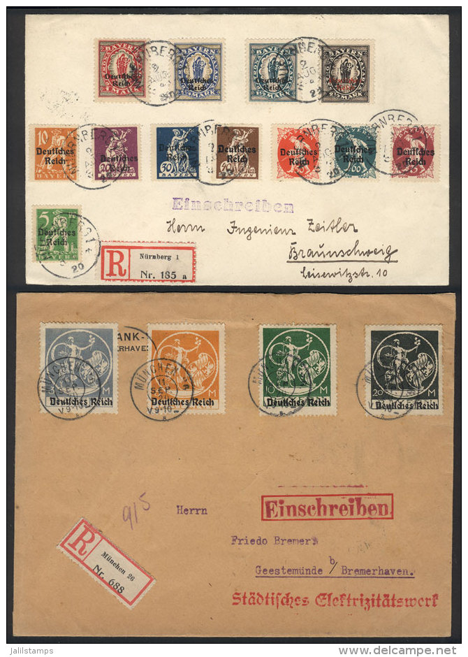 2 Covers Posted In AU And SE/1920, With Nice Multicolor Postages Of Bavarian Stamps With "Deutsches Reich"... - Andere & Zonder Classificatie