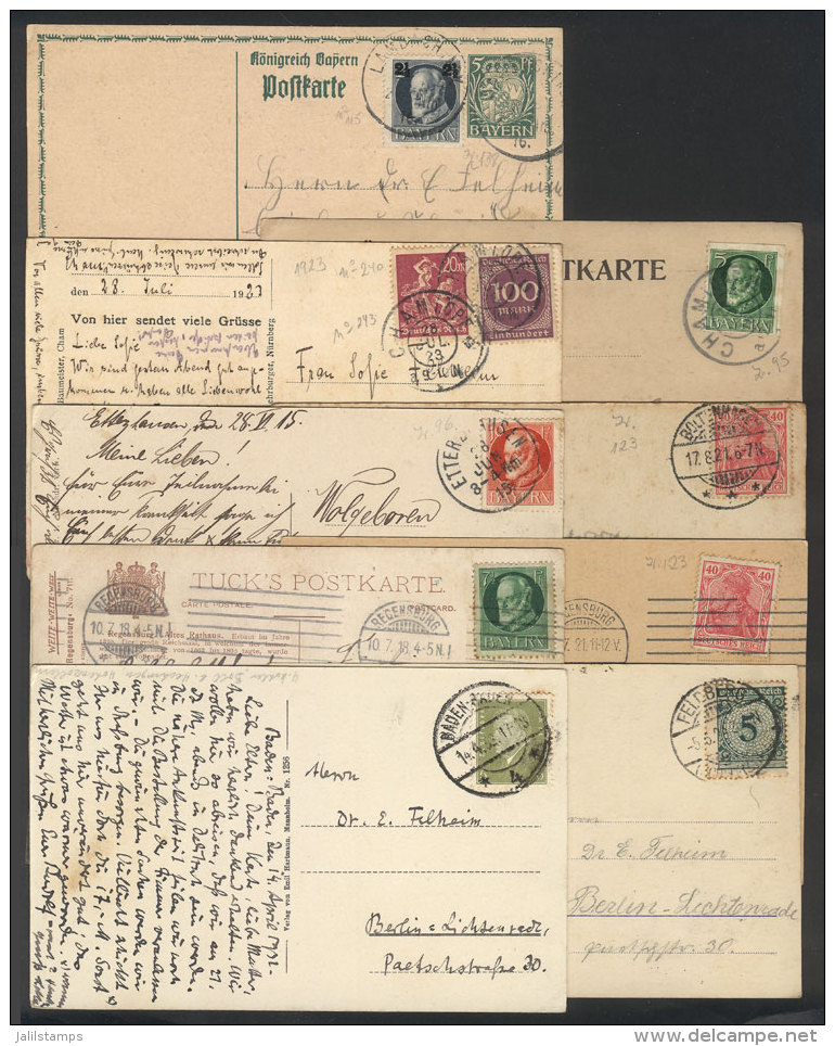 9 Postcards Or Postal Stationeries Mailed Between 1910 And 1932, The Cards With Nice Views, Fine To VF Quality (one... - Other & Unclassified