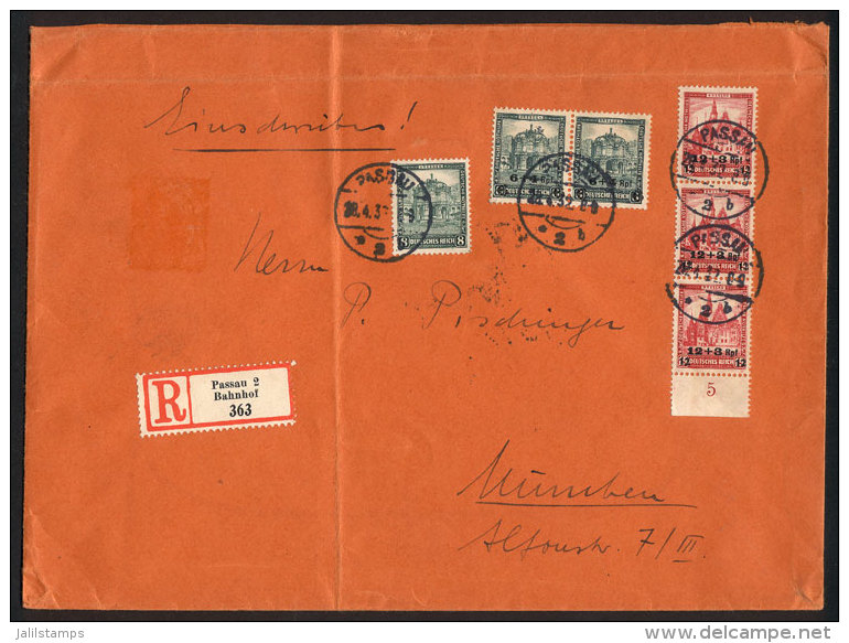 Sc.B42/B43, 1932 Set Of 2 Surcharged Values, 3 Examples Of Each Value Franking A Registered Cover From Passau To... - Other & Unclassified