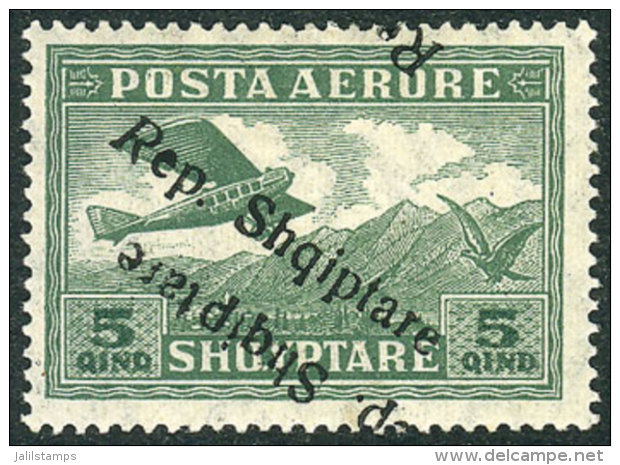 Sc.C8a, With Double Overprint Variety, One Inverted, VF Quality! - Albanië