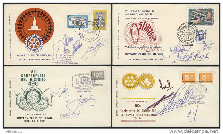 4 Covers Of Rotary Districts Of Argentina, With Special Postmarks And Signatures, VF Quality! - Rotary, Club Leones