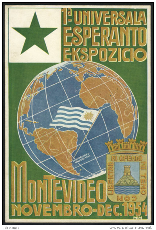 Postcard Of The First International Esperanto Exhibition In Montevideo (Uruguay), November-December 1954, VF... - Esperanto