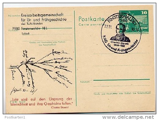 DDR P79-43-82 C211 Postkarte PRIVATER ZUDRUCK Charles Darwin Finsterwalde Sost. 1982 - Cartes Postales Privées - Oblitérées