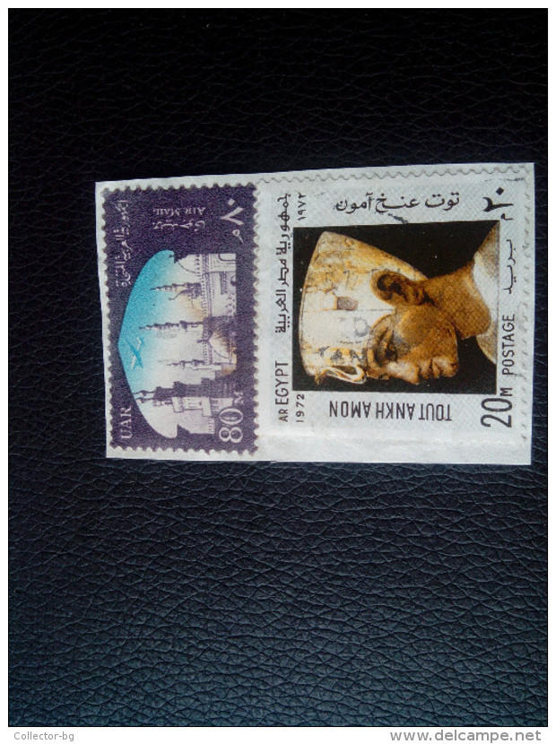 RARE UAR 80m Al Azhar University 1965+EGYPT 1972 20M TOUTANKHAMON LETTRE RECOMMANDEE STAMPS ON PAPER COVER USED SEAL - Oblitérés