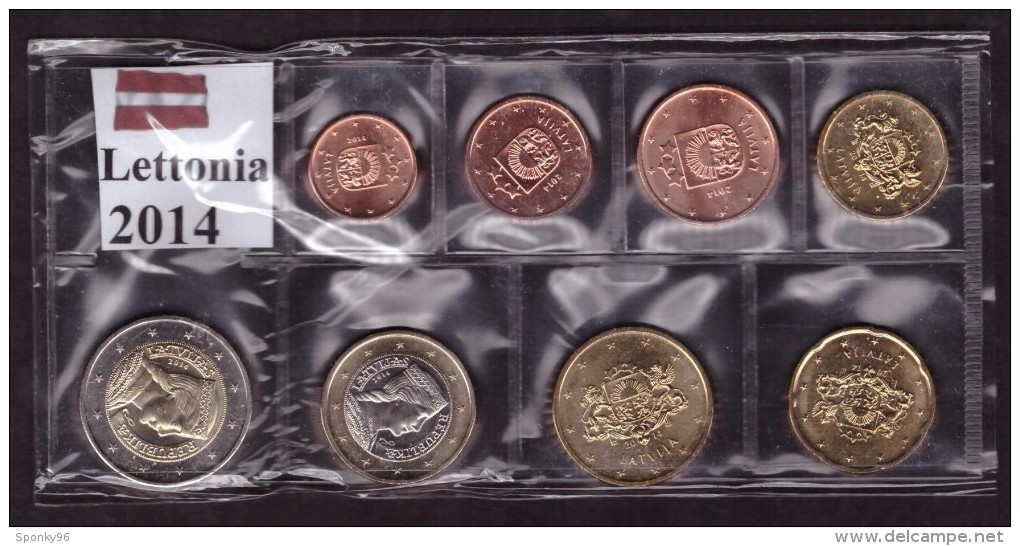 LETTONIA - SERIE DIVISIONALE - ANNO 2014 - EURO - SET COINS - 8 VALORI -SHIPPING COST FREE -SPESE DI SPEDIZIONI GRATUITE - Latvia