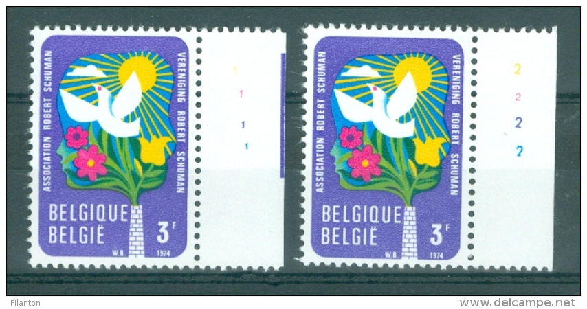 BELGIE - OBP Nr 1707 - Leefmilieu - PLAATNUMMER 1/2 - MNH** - 1971-1980