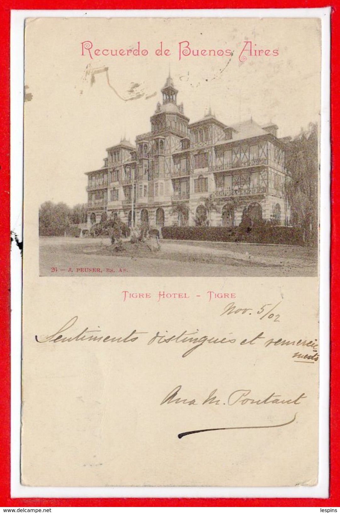 ARGENTINE --BUENOS  AIRES --  Recuerdo - Tigre Hôtel - Argentine