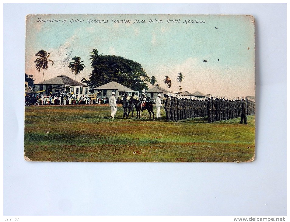 Carte Postale Ancienne : BELIZE , BRITISH HONDURAS: Inspection Of British Honduras Volunteer Force , In 1908 - Belize