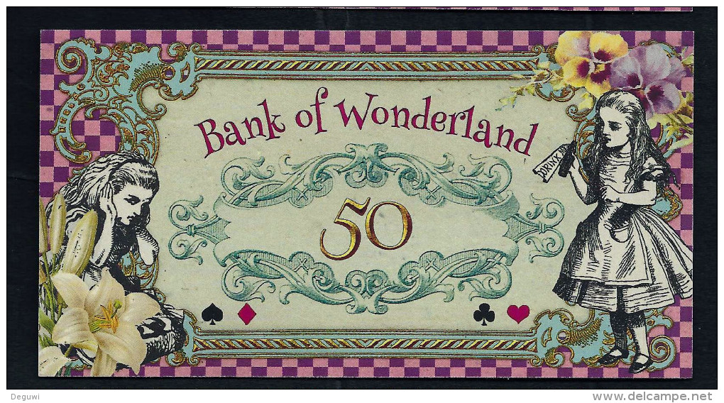 Spielgeld "ALICE IM WUNDERLAND" 50 Units, Training, Education, Play Money, 130 X 70 Mm, RRR, UNC - Ohne Zuordnung