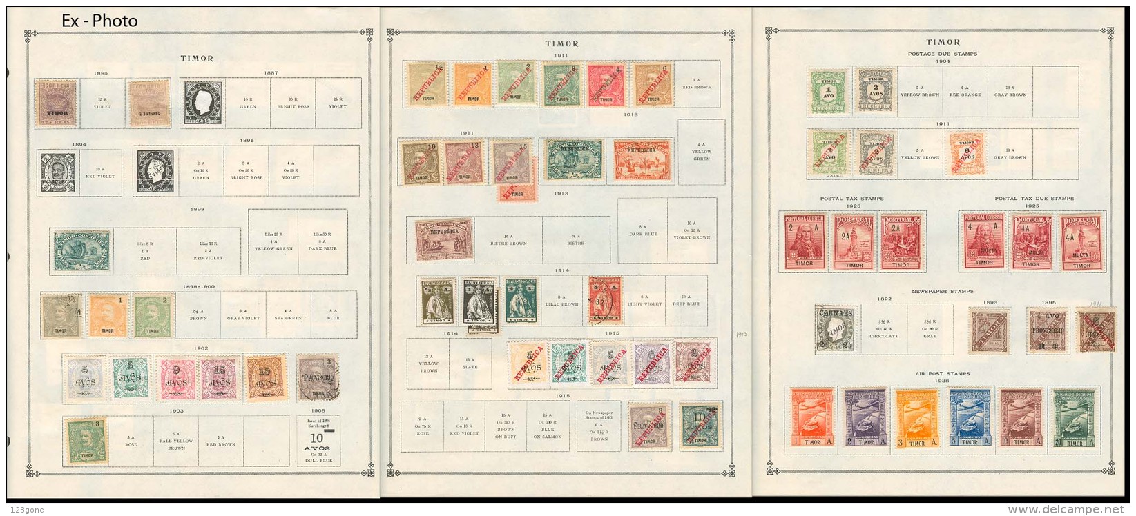 Portugal-Timor. 1885 / 1956. Coll Of 78 Stamps In 8 Album Pages.  Mint Used. Mostly Fine. - Timor