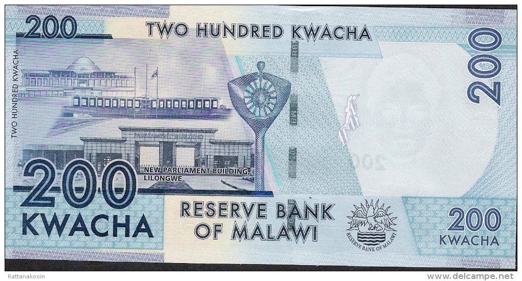 MALAWI  P60a 200  KWACHA  2012 #AC  Signature 11   UNC. - Malawi