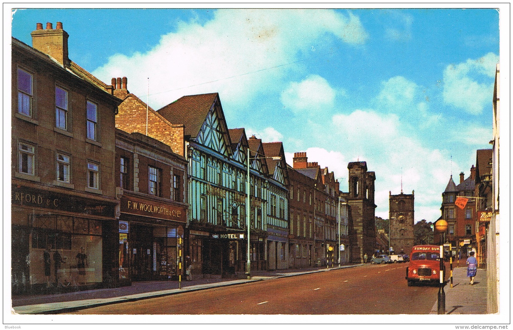 RB 1109 - 1968 Postcard - Bridge Street Clock Tower &amp; F.W. Woolworths - Morpeth Northumberland - Other & Unclassified