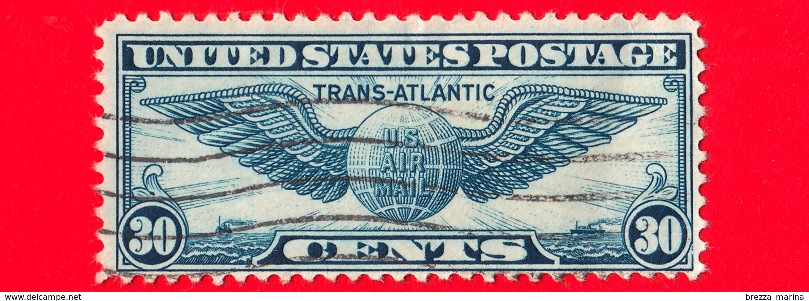 USA - STATI UNITI - Usato - 1939 - Inaugurazione Del Servizio Di Posta Aerea Transatlantica - 30 ¢ - 1a. 1918-1940 Used