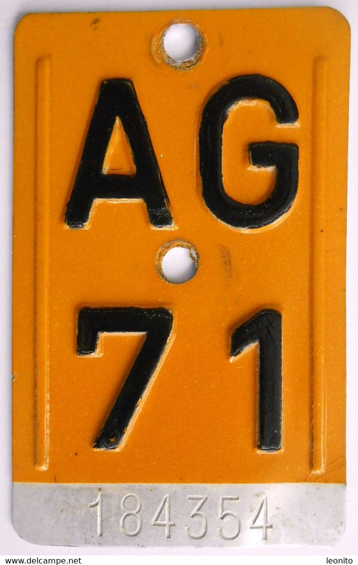 Velonummer Mofanummer Aargau AG 71 - Number Plates