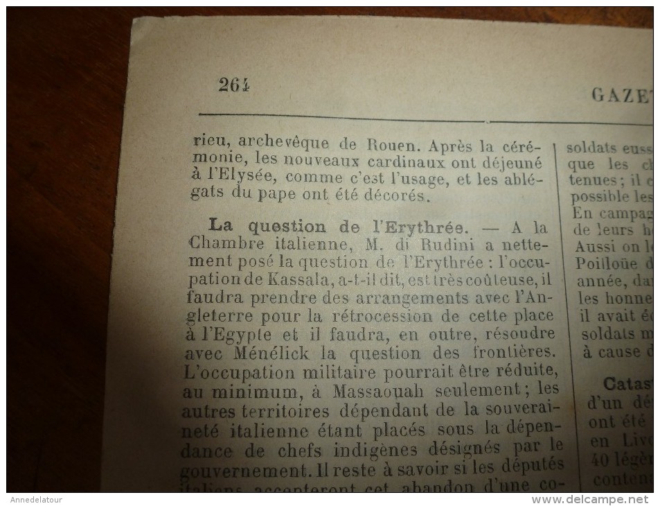 1897 GDV :Conflit Gréco-Turque; Erythrée; Brûlés vifs à Etampes; Foudroyés à Wailly et Tortequenne, etc