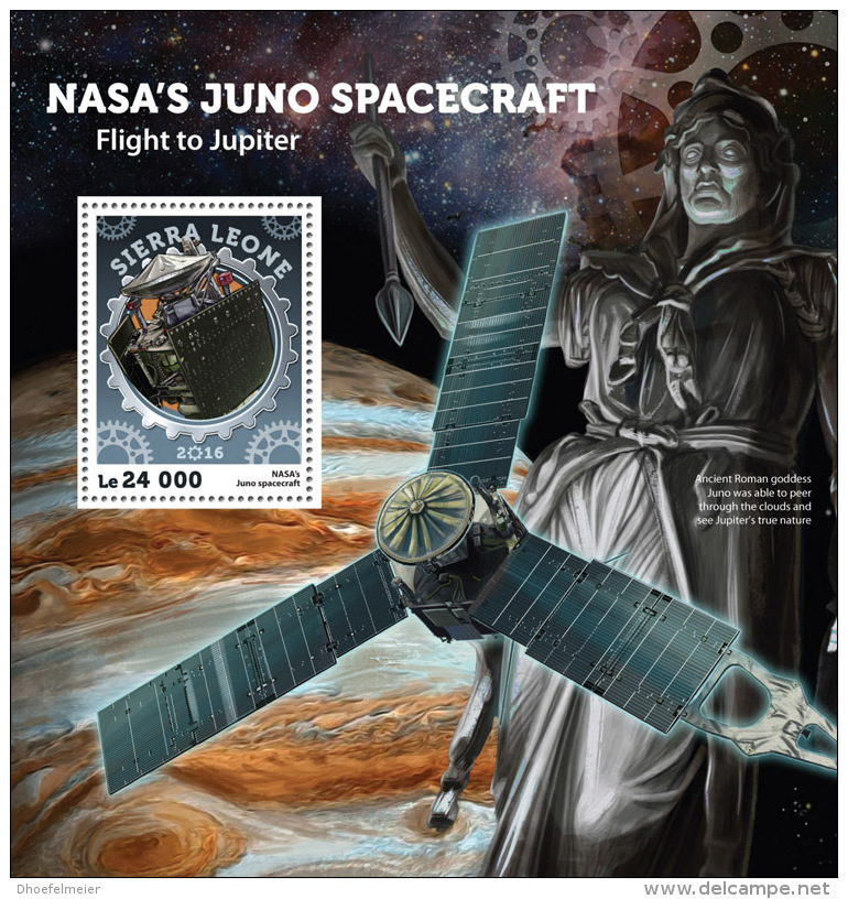 SIERRA LEONE 2016 ** NASA Juno Spacecraft Flug Zum Jupiter S/S - OFFICIAL ISSUE - A1628 - Africa