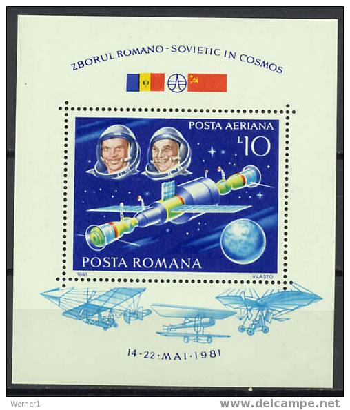 Romania 1981 Space Aviation S/s MNH - Europe