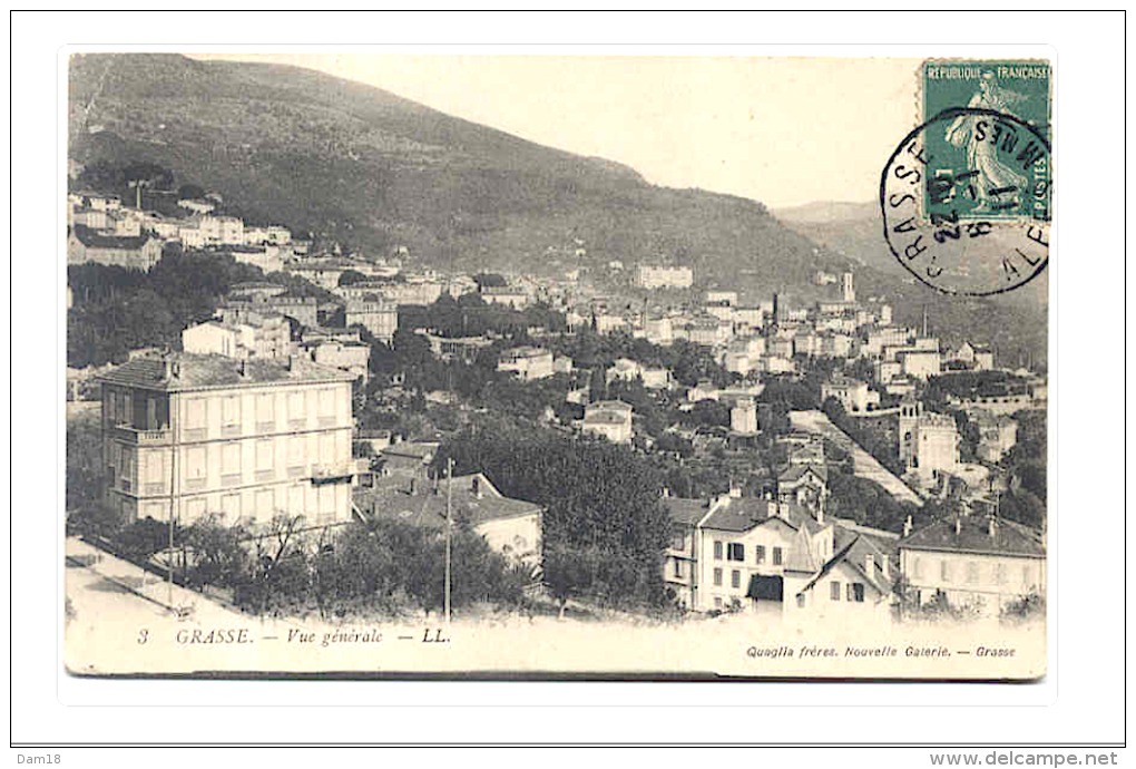 GRASSE ( 06 ) VUE GENERALE DE LA VILLE CPA UTILISEE EN 1911 - Grasse