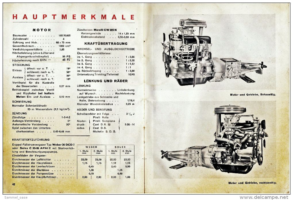 Betriebsanleitung / Handbuch  Fiat 1100 Export-Limousine / Spezial-Limousine / Kombiwagen -  Heftausgabe Von Ca. 1965 - KFZ