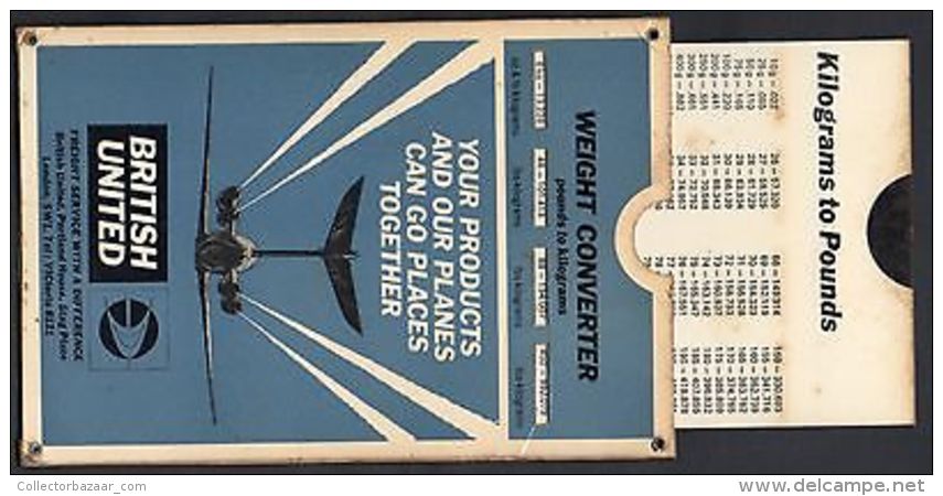 BRITISH UNITED AIRLINE AVIATION ORIGINAL COLLECTIBLE WEIGHT CONVERTER CA1950 - Sonstige & Ohne Zuordnung