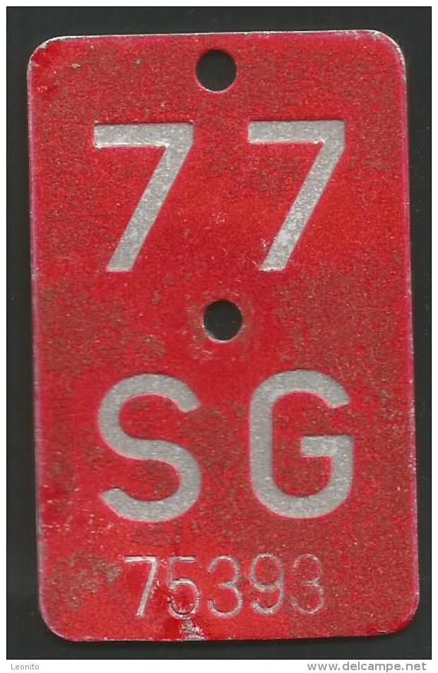 Velonummer St. Gallen SG 77 - Plaques D'immatriculation