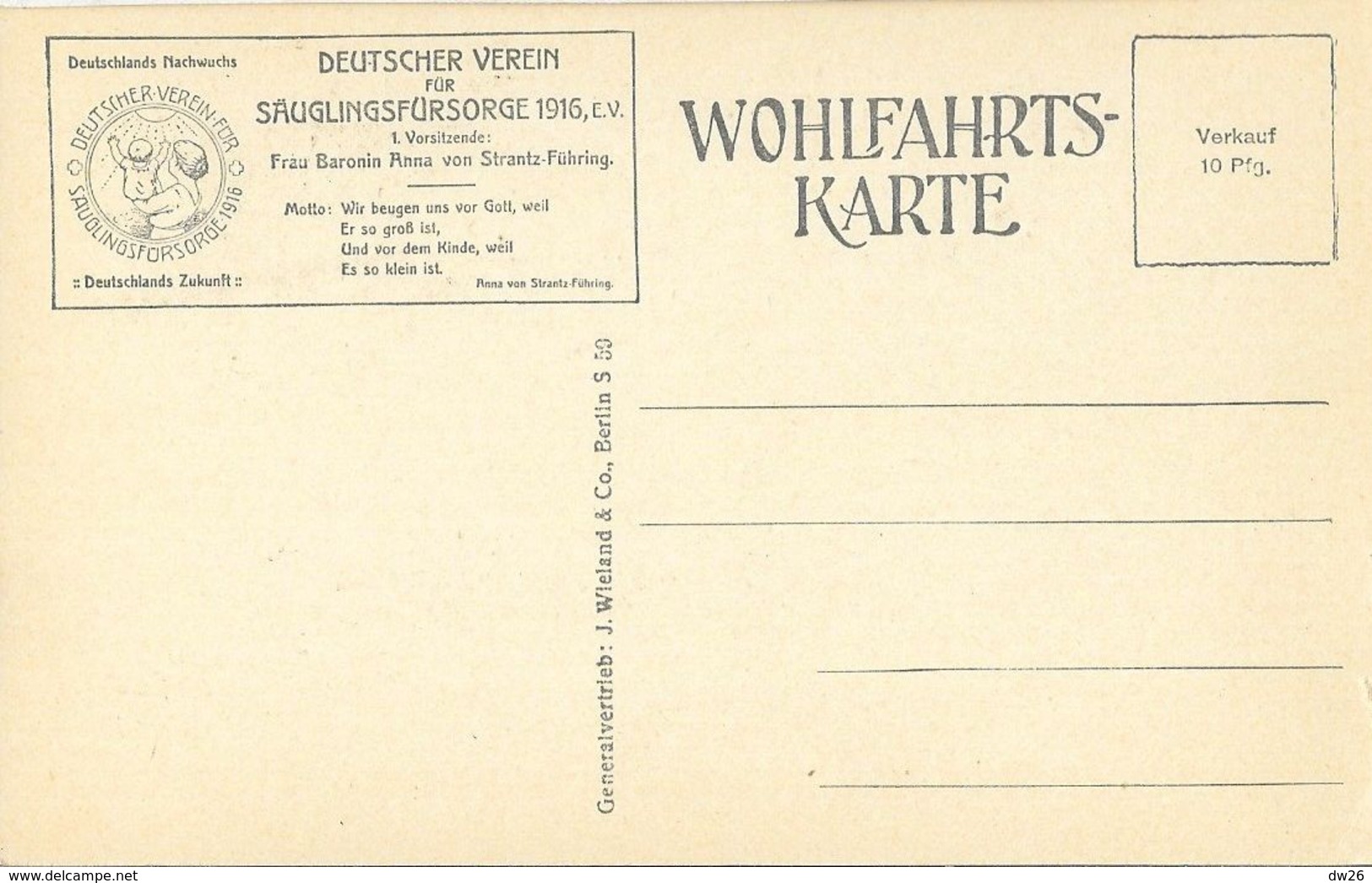 Litho Signée: Deutscher Verein Für Säugkingsfürsorge 1916 - Deutschland Nachwuchs - Carte Non Circulée - Patrióticos