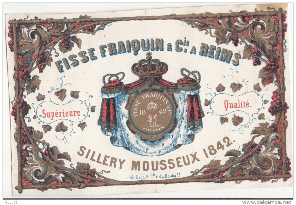 +/- 1840-1850, REIMS, FISSE FRAIQUIN & Cie, SILLERY MOUSSEUX 1842 - Champagne