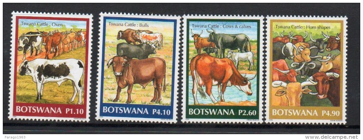 2006 Botswana Cattle Farm Animals Complete Set Of 4 MNH - Botswana (1966-...)