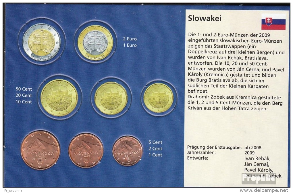 Slovaquie Sk1- 3 Stgl./unzirkuliert Mixte Années Stgl./unzirkuliert Ab 2009 Kursmünze 1, 2 Et 5 Cent - Slovaquie