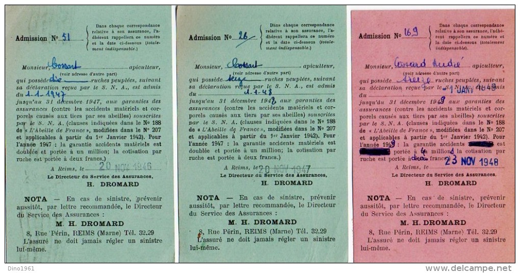 VP5284 - Carte Commerciale X 3 Du Syndicat National D´Apiculture De REIMS Pour HASPRES - Autres & Non Classés