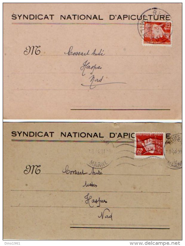 VP5285 - Carte Commerciale X 2 Du Syndicat National D´Apiculture De REIMS Pour HASPRES - Other & Unclassified