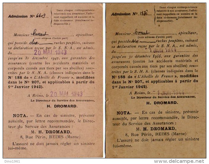 VP5285 - Carte Commerciale X 2 Du Syndicat National D´Apiculture De REIMS Pour HASPRES - Other & Unclassified