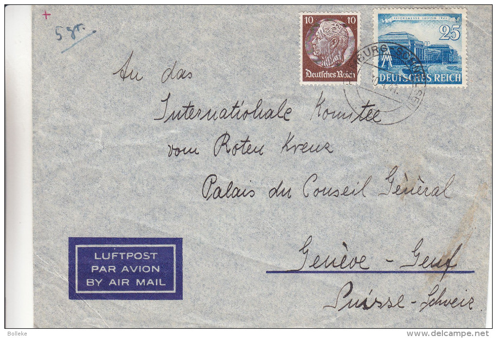 Allemagne - Empire - Lettre De 1941 - Oblitération Hamburg Schnelsen - Expédié Vers La Croix Rouge De Genève - Briefe U. Dokumente