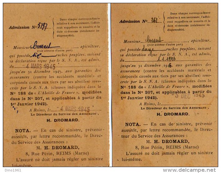 VP5286 - Carte Commerciale X 2 Du Syndicat National D´Apiculture De REIMS Pour HASPRES - Autres & Non Classés