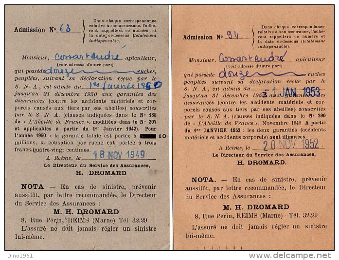 VP5287 - Carte Commerciale X 2 Du Syndicat National D´Apiculture De REIMS Pour HASPRES - Autres & Non Classés