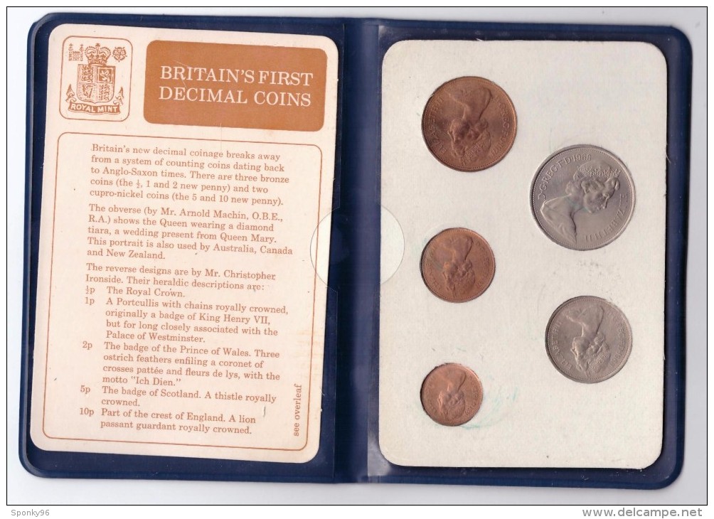 BRITAIN'S FIRST DECIMAL COINS - PRIME MONETE DECIMALI DELLA GRAN BRETAGNA - 5 VALORI - ANNO 1968 - - Altri – Europa