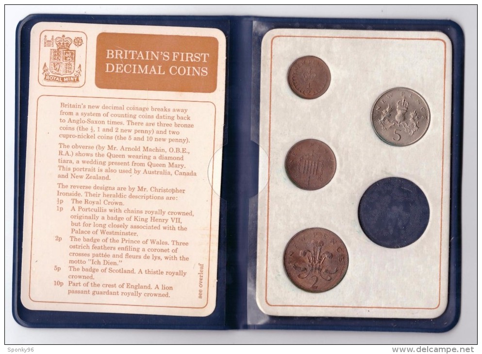 BRITAIN'S FIRST DECIMAL COINS - PRIME MONETE DECIMALI DELLA GRAN BRETAGNA - 5 VALORI - ANNO 1968 - - Altri – Europa