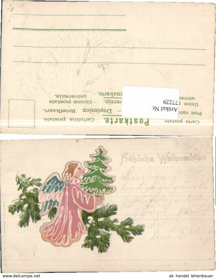 77229,Pr&auml;ge AK Erika 752 Weihnachten Engel Litho - Engel