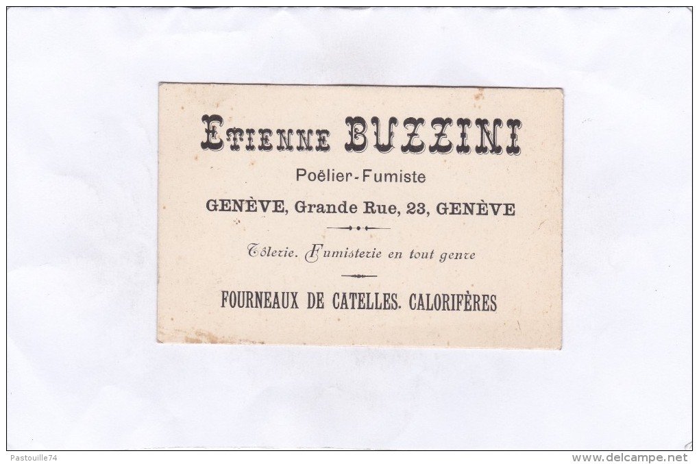 Carte De Visite De  ETIENNE  BUZZINI.  GENEVE...(Format : 11,5 Cm. X 7,5 Cm.) - Non Classés