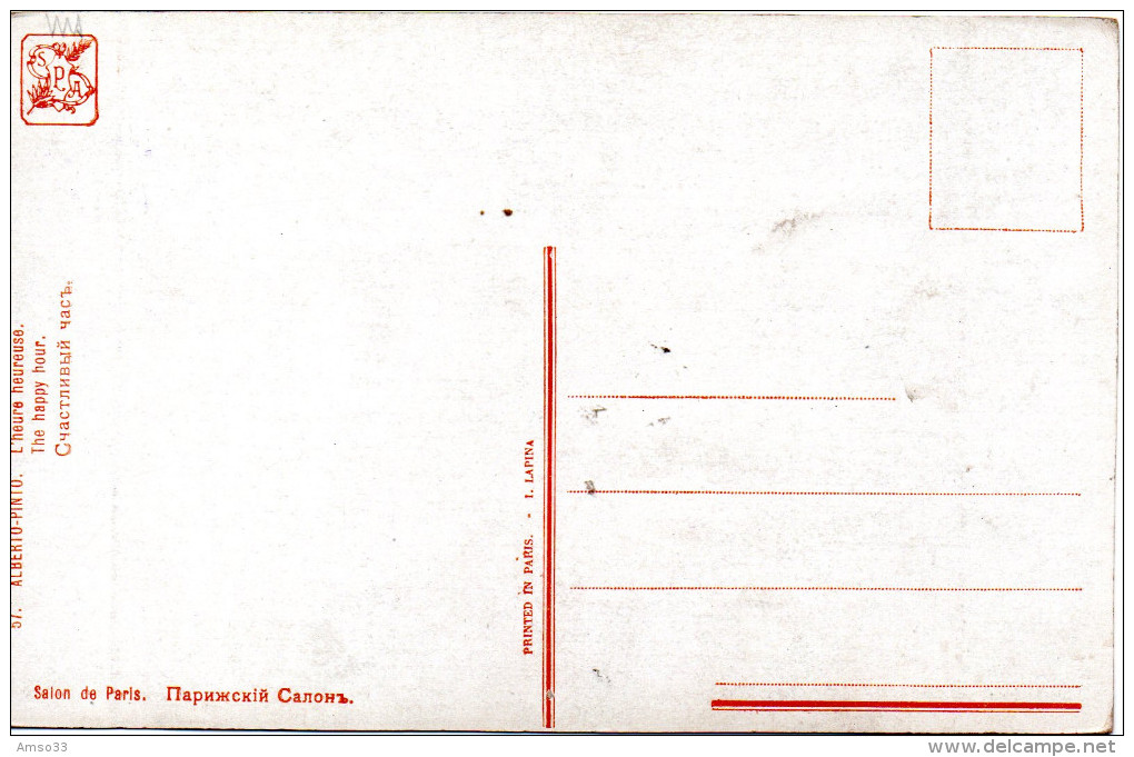 4775. CPA ILLUSTRATEUR PEINTRE ALBERTO PINTO. L'HEURE HEUREUSE. SALON DE PARIS - Autres & Non Classés