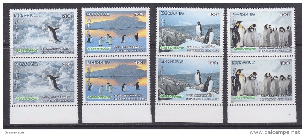 Greenpeace 1997 Mongolia 4v (pair)  Penguins   ** Mnh (31294A) - Poolshepen & Ijsbrekers