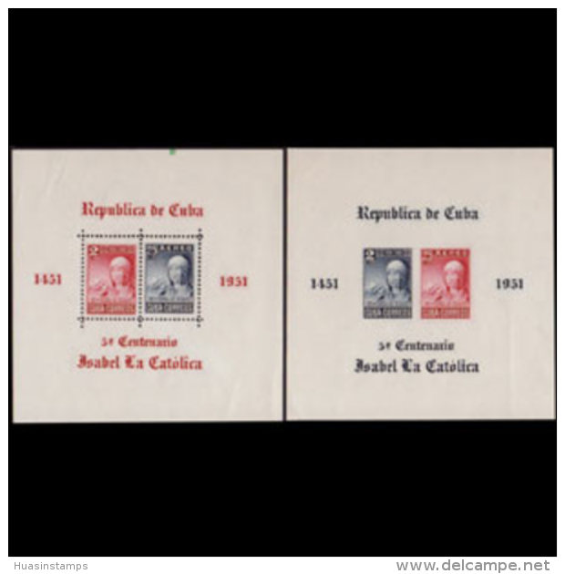 CUBA 1952 - Scott# C50a-b S/S Isabella MNH Creases - Other & Unclassified